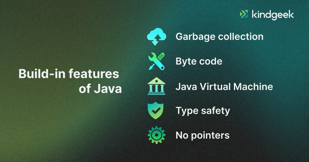 The picture shows 5 build-in features of Java