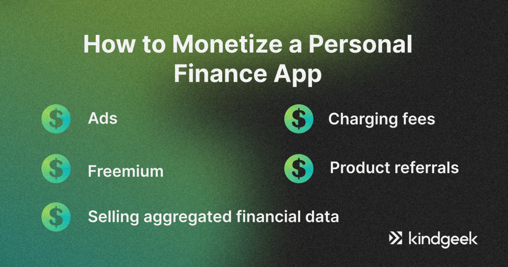 the picture shows ways to monetize a finance app